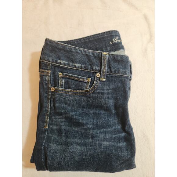 American Eagle Jeans Womens 8 Regular Blue Artist Straight Stretch Preppy Y2k - Picture 1 of 15